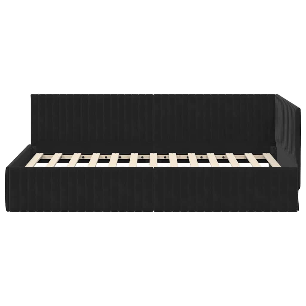 Cornice del letto ad angolo Nero 100 cm x 200 cm Velluto | homemem39