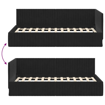 Cornice del letto ad angolo Nero 100 cm x 200 cm Velluto | homemem39