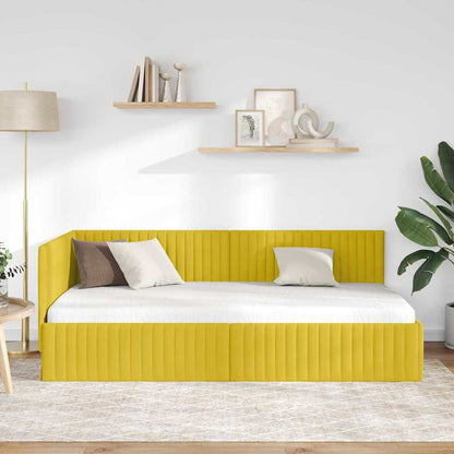Cornice del letto ad angolo Giallo 100 cm x 200 cm Velluto | homemem39