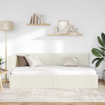Cornice del letto ad angolo Crema 100 cm x 200 cm Velluto | homemem39