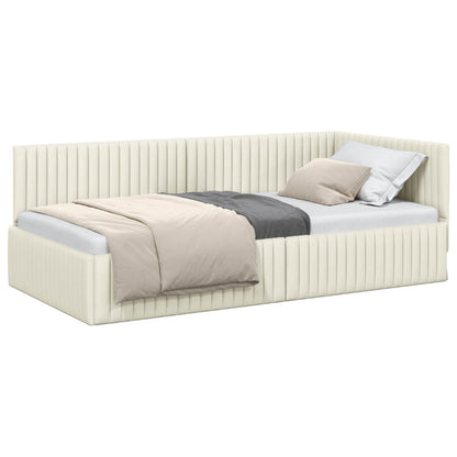 Cornice del letto ad angolo Crema 100 cm x 200 cm Velluto | homemem39