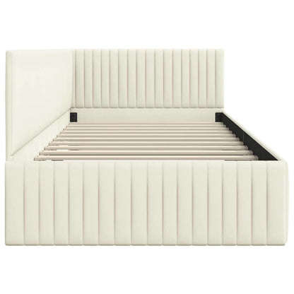 Cornice del letto ad angolo Crema 100 cm x 200 cm Velluto | homemem39