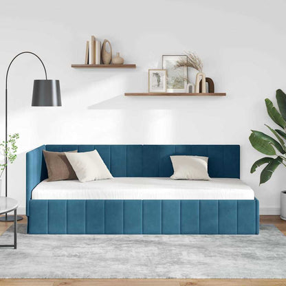 Cornice del letto ad angolo Blu 80 x 200 cm Velluto - homemem39
