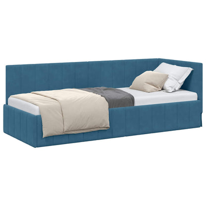Cornice del letto ad angolo Blu 80 cm x 200 cm Velluto | homemem39