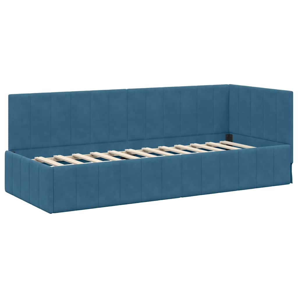 Cornice del letto ad angolo Blu 80 x 200 cm Velluto - homemem39