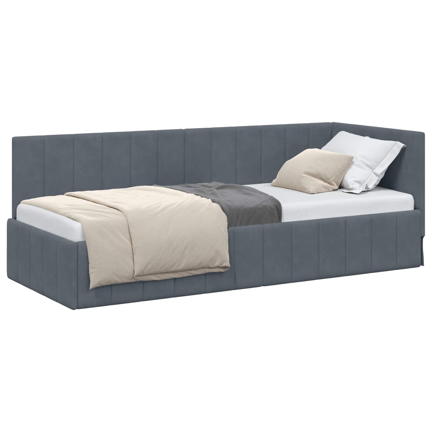 Cornice del letto ad angolo Grigio scuro 80 cm x 200 cm Velluto | homemem39