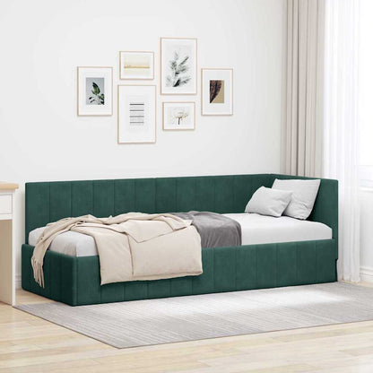Cornice del letto ad angolo Verde scuro 80 x 200 cm Velluto - homemem39