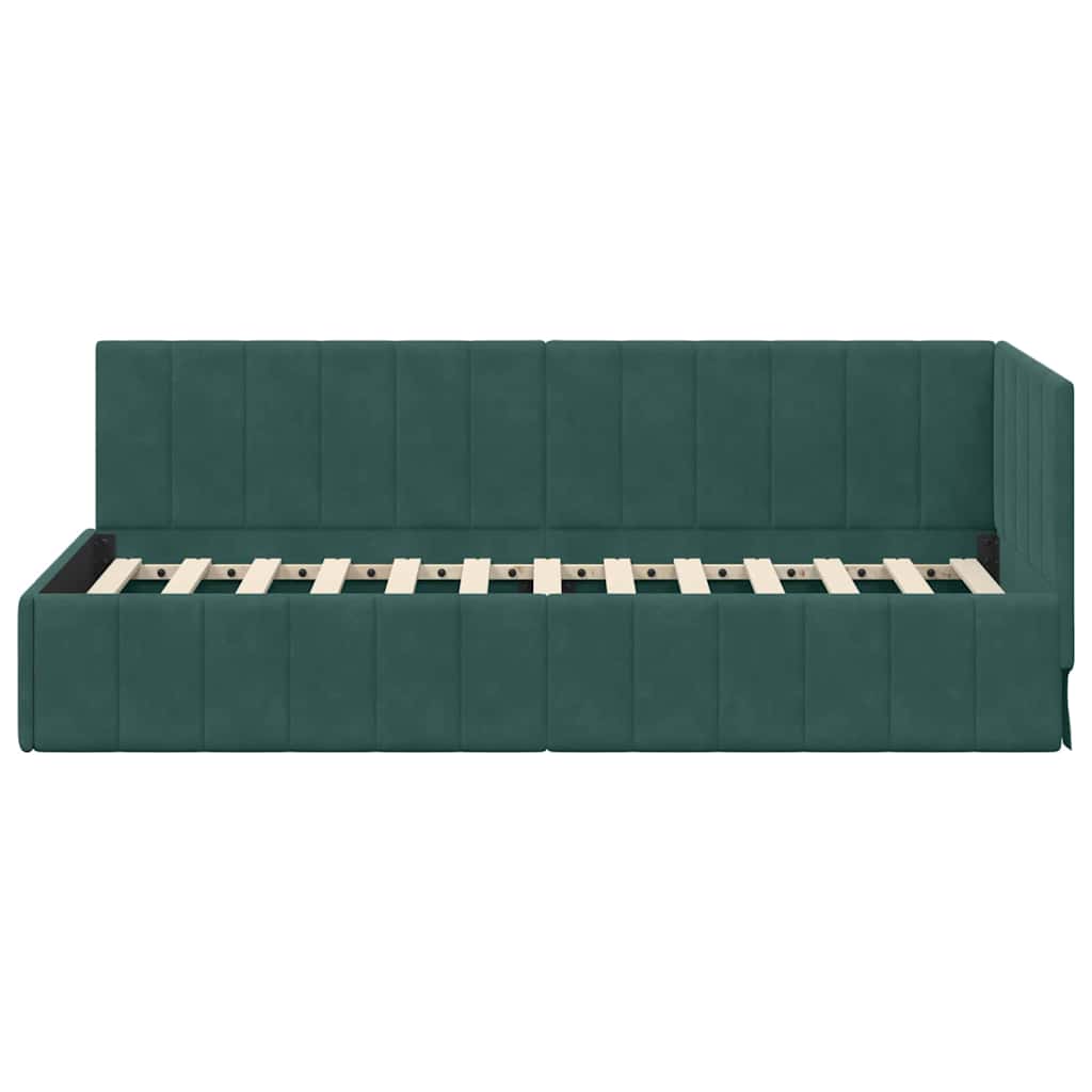 Cornice del letto ad angolo Verde scuro 80 x 200 cm Velluto - homemem39