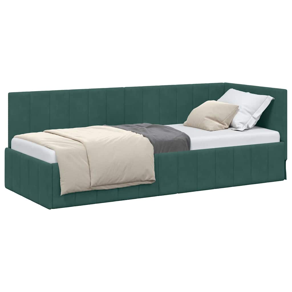 Cornice del letto ad angolo Verde scuro 80 x 200 cm Velluto - homemem39
