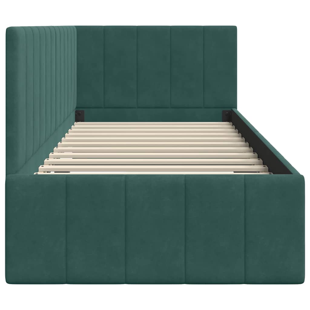 Cornice del letto ad angolo Verde scuro 80 x 200 cm Velluto - homemem39