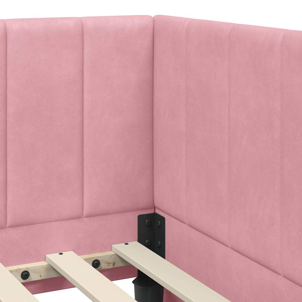 Cornice del letto ad angolo Rosa 80 x 200 cm Velluto - homemem39