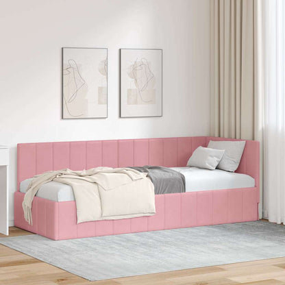 Cornice del letto ad angolo Rosa 80 x 200 cm Velluto - homemem39