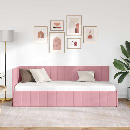 Cornice del letto ad angolo Rosa 80 x 200 cm Velluto - homemem39