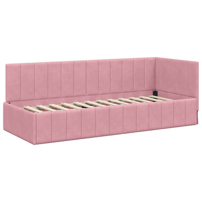 Cornice del letto ad angolo Rosa 80 x 200 cm Velluto - homemem39