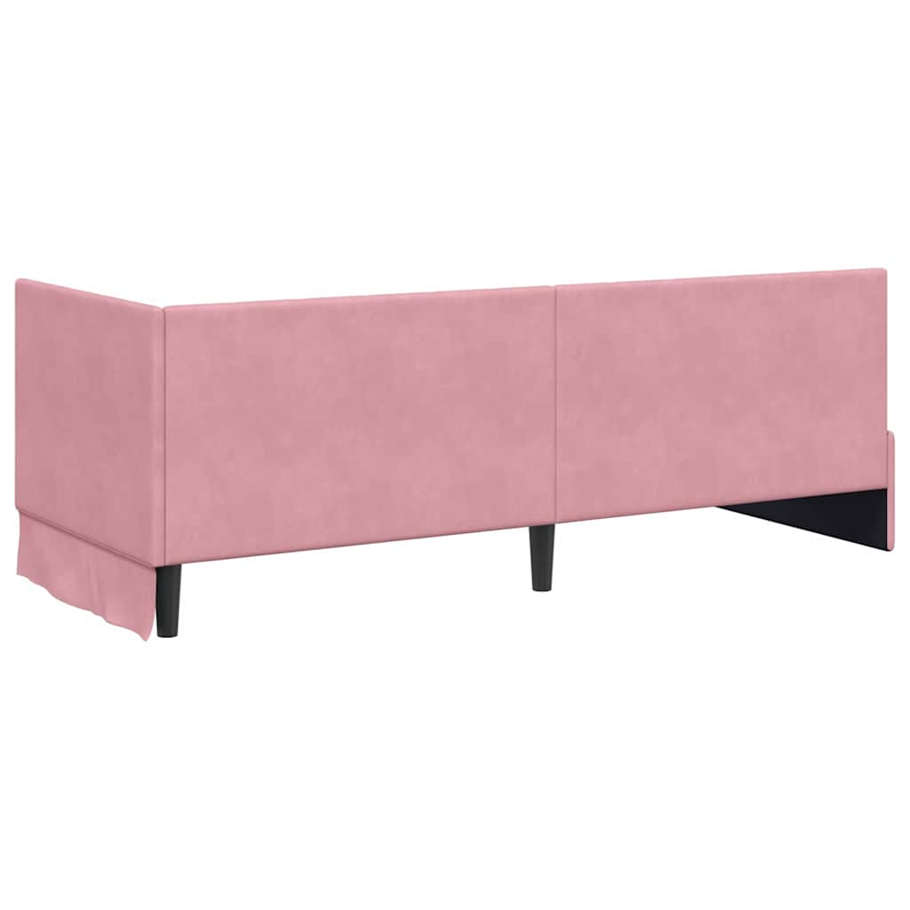 Cornice del letto ad angolo Rosa 80 x 200 cm Velluto - homemem39