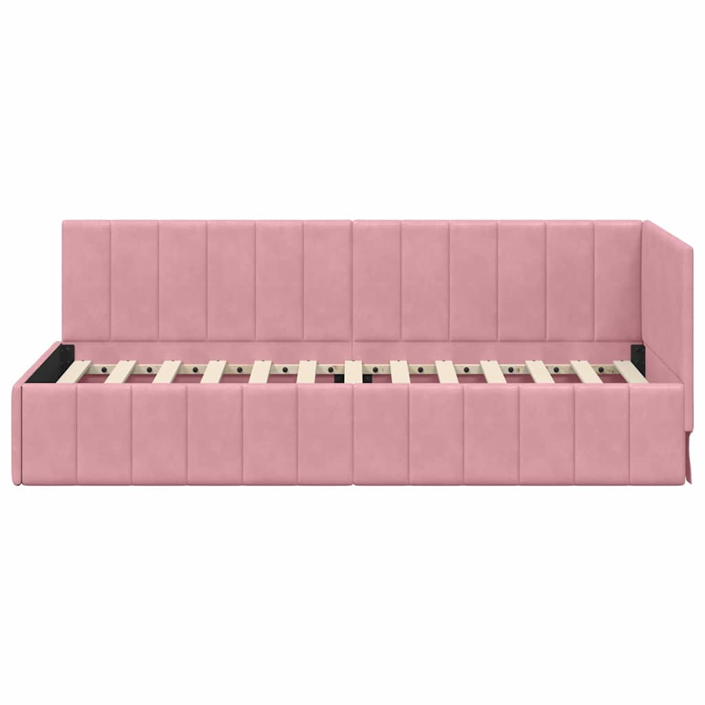 Cornice del letto ad angolo Rosa 80 x 200 cm Velluto - homemem39