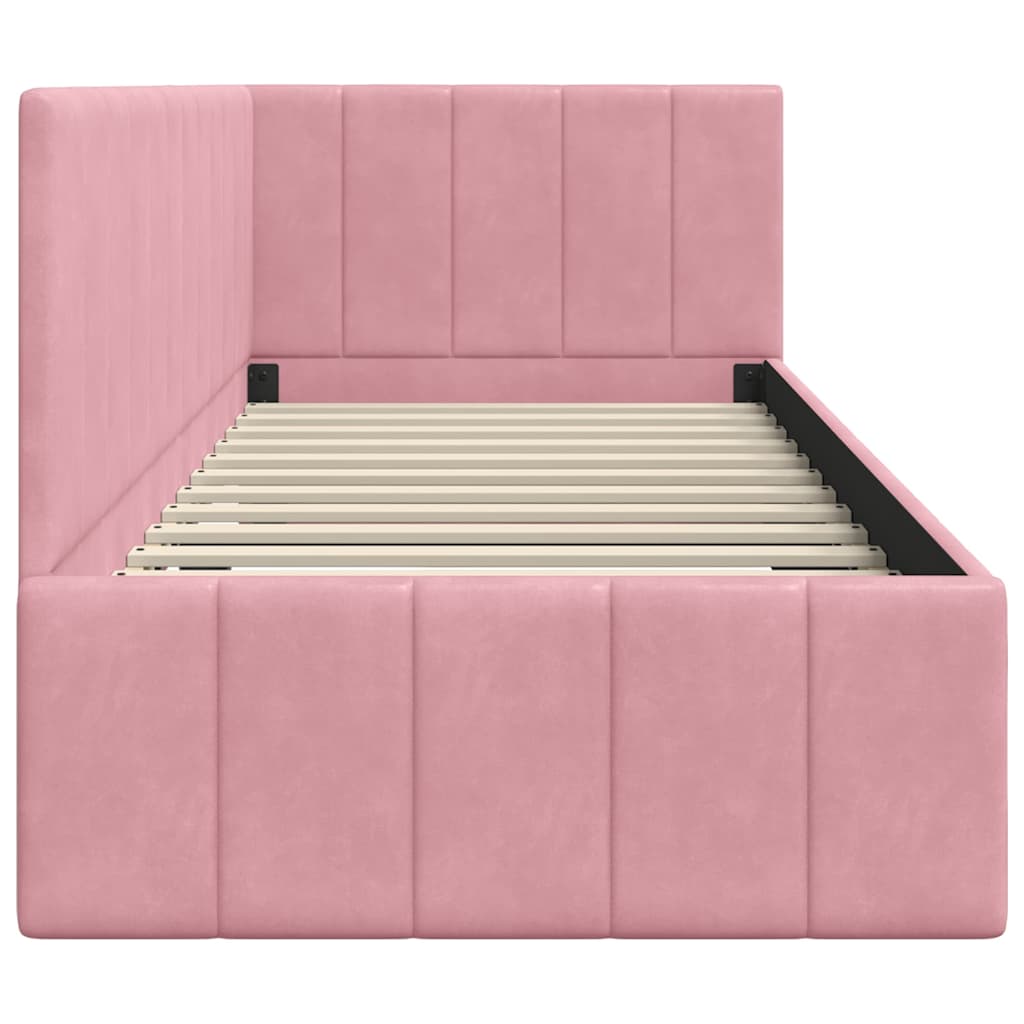 Cornice del letto ad angolo Rosa 80 x 200 cm Velluto - homemem39