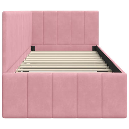 Cornice del letto ad angolo Rosa 80 x 200 cm Velluto - homemem39