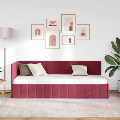 Cornice del letto ad angolo Rosso vino 80 x 200 cm Velluto - homemem39