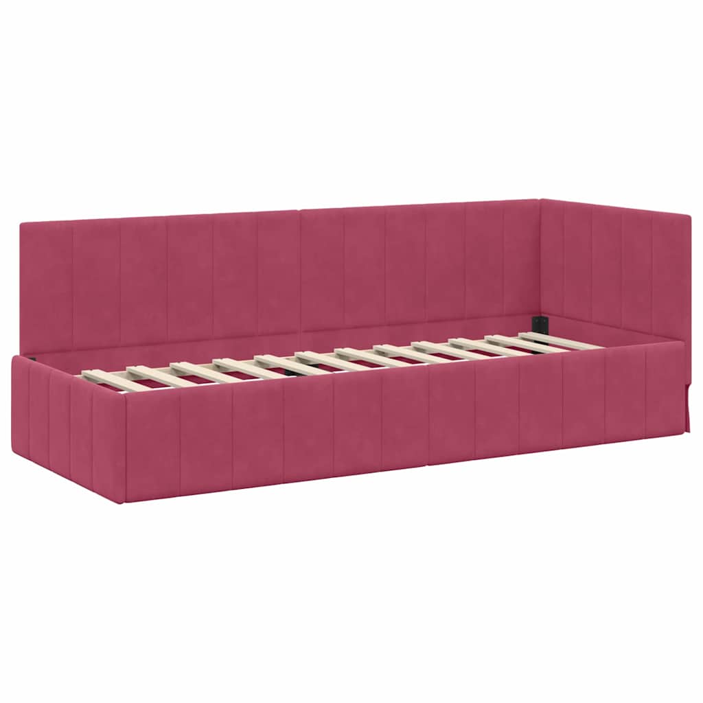 Cornice del letto ad angolo Rosso vino 80 x 200 cm Velluto - homemem39