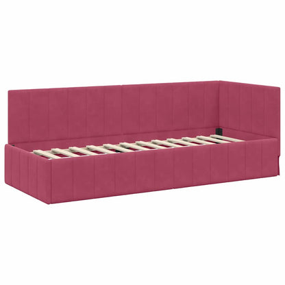 Cornice del letto ad angolo Rosso vino 80 x 200 cm Velluto - homemem39