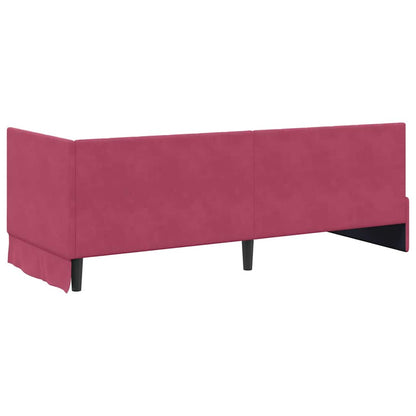 Cornice del letto ad angolo Rosso vino 80 x 200 cm Velluto - homemem39