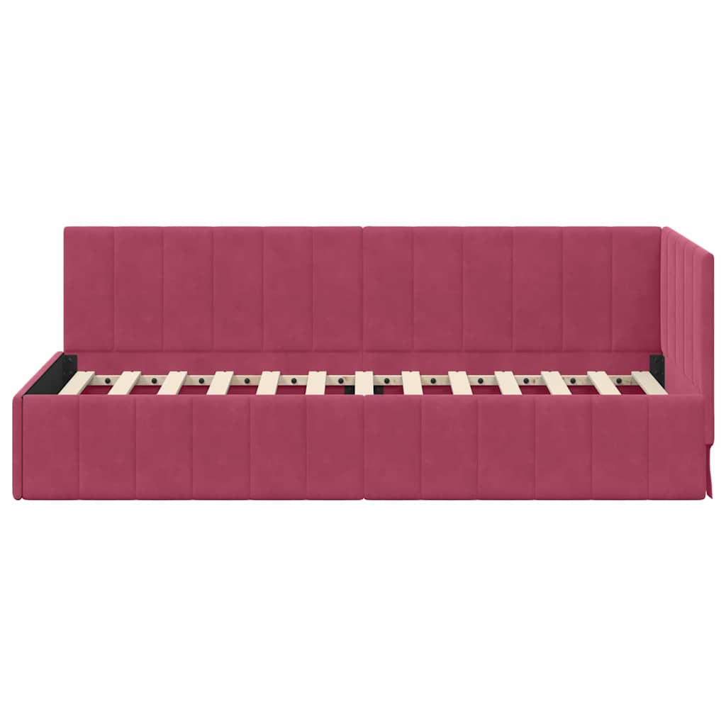 Cornice del letto ad angolo Rosso vino 80 x 200 cm Velluto - homemem39