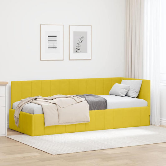 Cornice del letto ad angolo Giallo 80 x 200 cm Velluto - homemem39