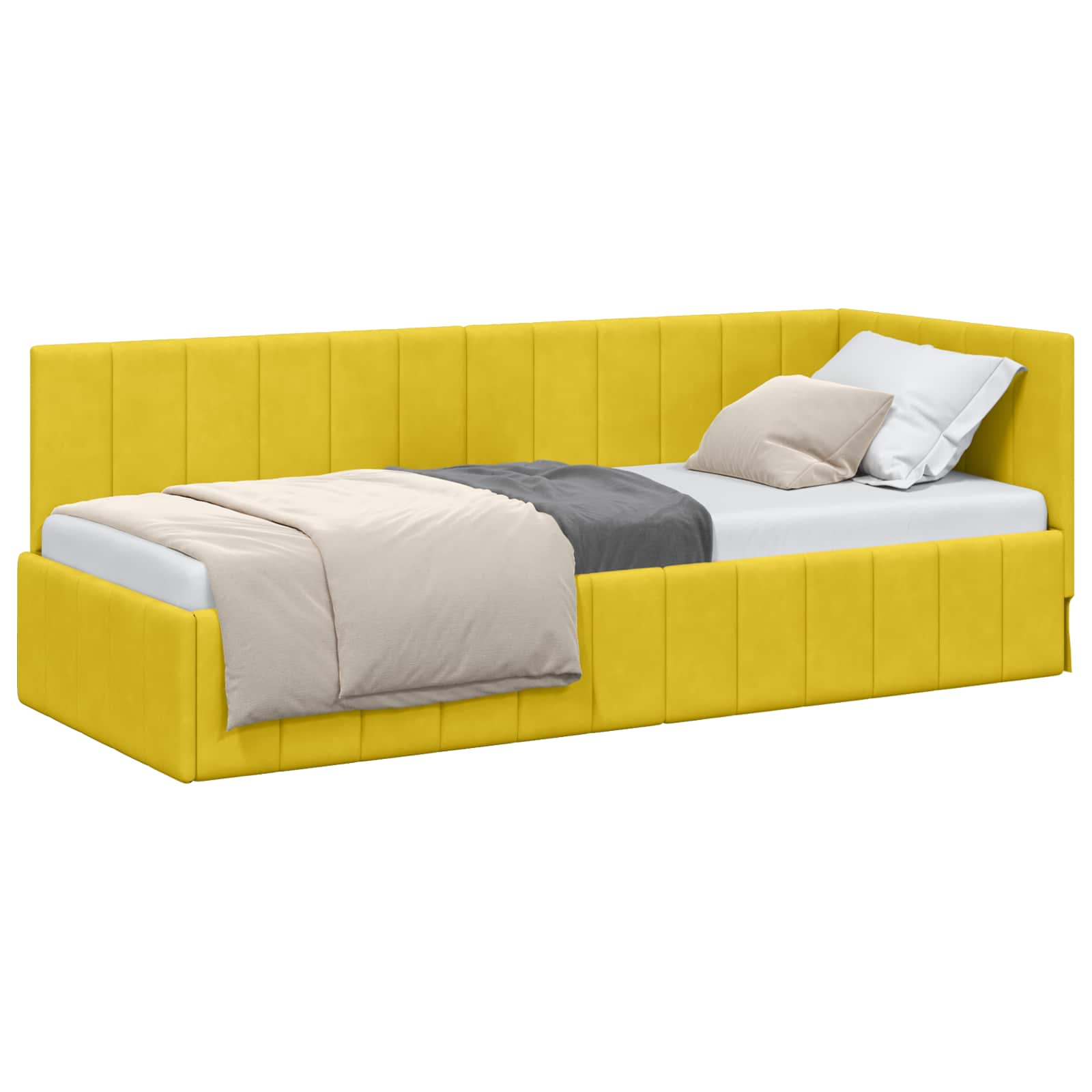 Cornice del letto ad angolo Giallo 80 cm x 200 cm Velluto | homemem39