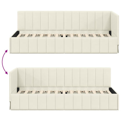 Cornice del letto ad angolo Crema 80 x 200 cm Velluto - homemem39