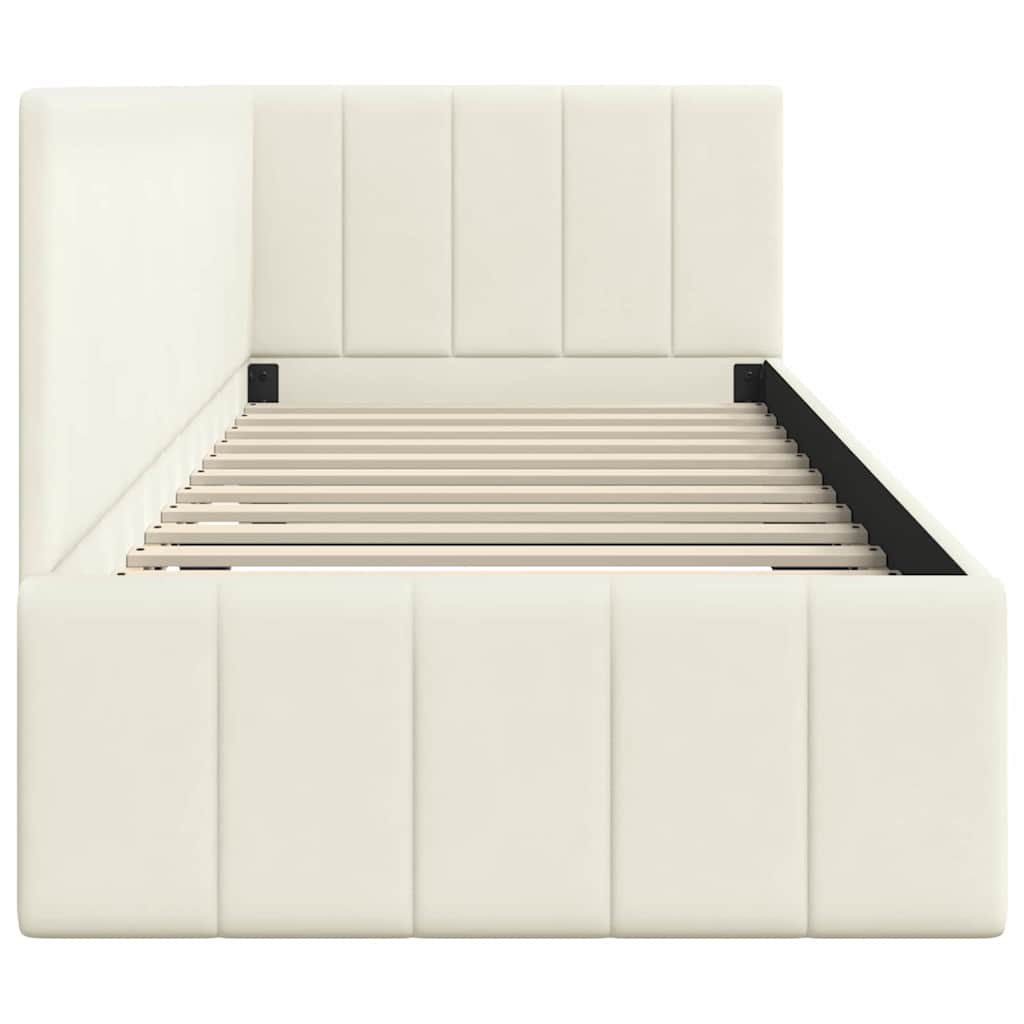Cornice del letto ad angolo Crema 80 x 200 cm Velluto - homemem39