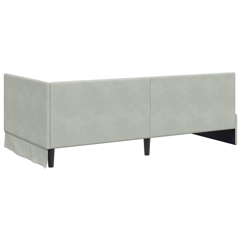 Cornice del letto ad angolo Grigio chiaro 90 x 190 cm Velluto - homemem39