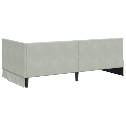 Cornice del letto ad angolo Grigio chiaro 90 x 190 cm Velluto - homemem39