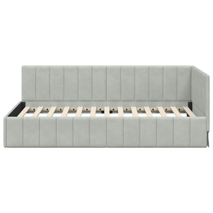 Cornice del letto ad angolo Grigio chiaro 90 x 190 cm Velluto - homemem39