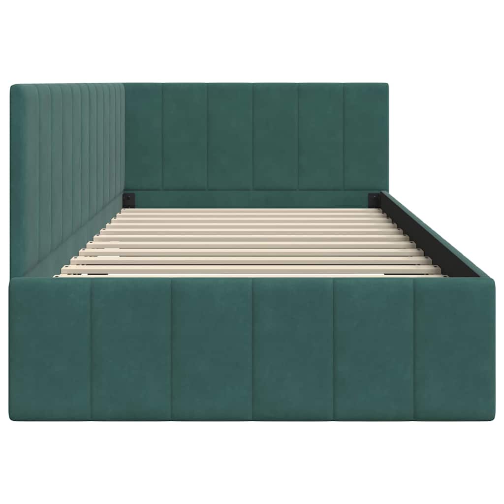 Cornice del letto ad angolo Verde scuro 90 x 190 cm Velluto - homemem39