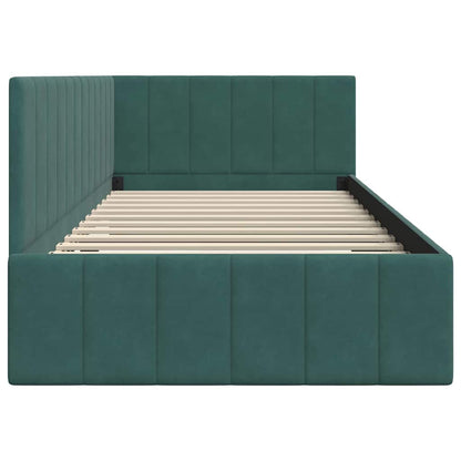Cornice del letto ad angolo Verde scuro 90 x 190 cm Velluto - homemem39