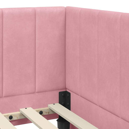 Cornice del letto ad angolo Rosa 90 x 190 cm Velluto - homemem39
