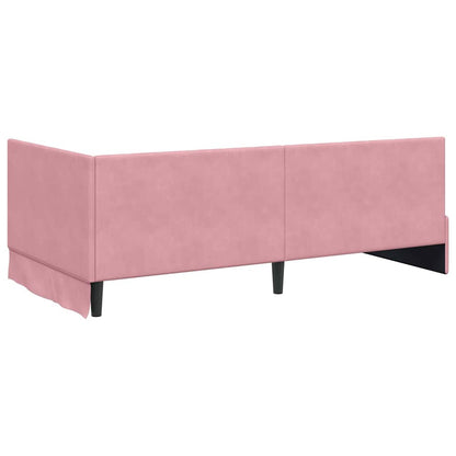 Cornice del letto ad angolo Rosa 90 x 190 cm Velluto - homemem39
