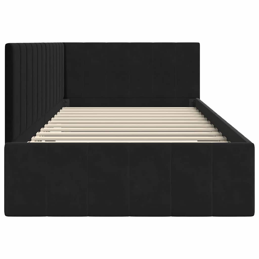 Cornice del letto ad angolo Nero 90 x 190 cm Velluto - homemem39
