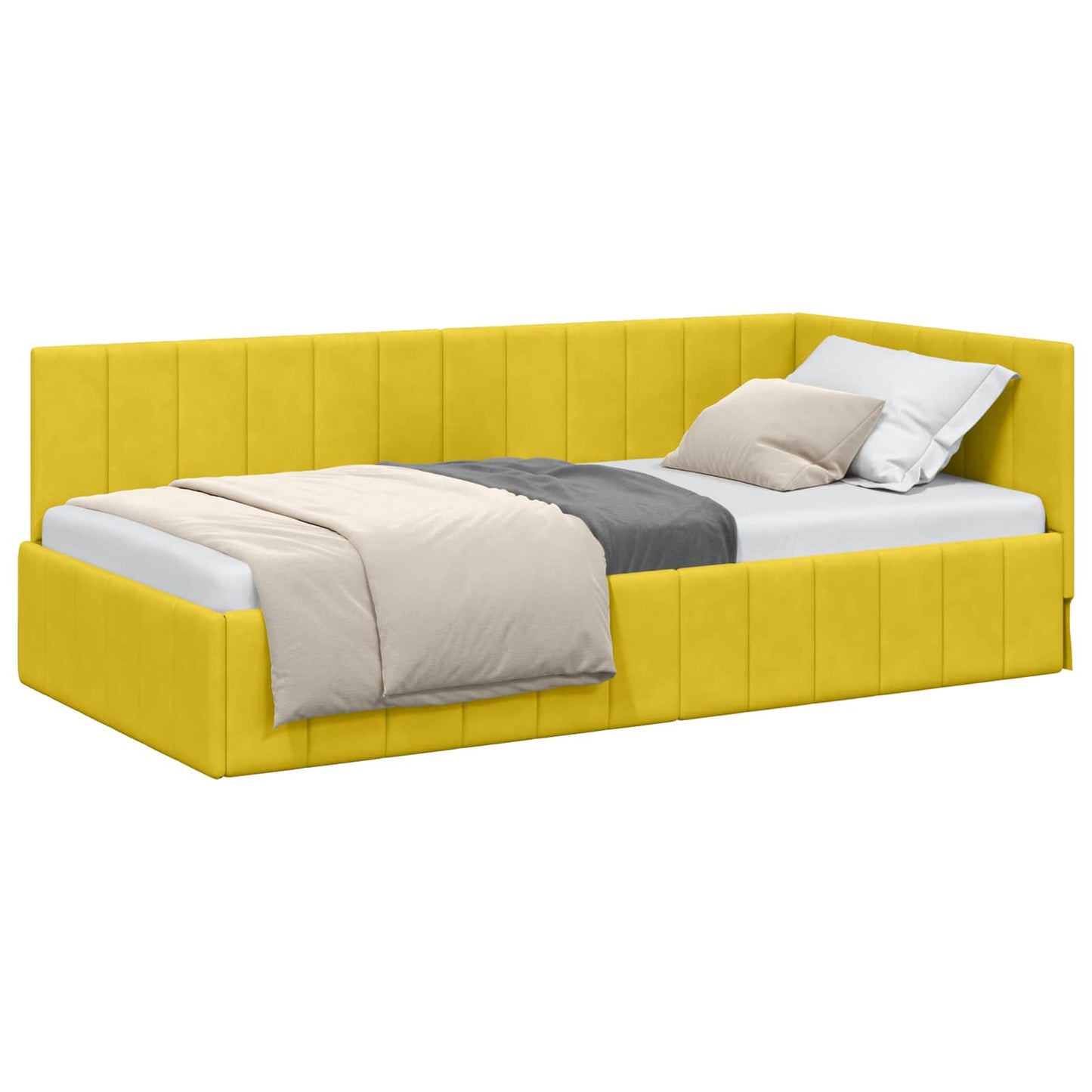 Cornice del letto ad angolo Giallo 90 cm x 190 cm Velluto | homemem39