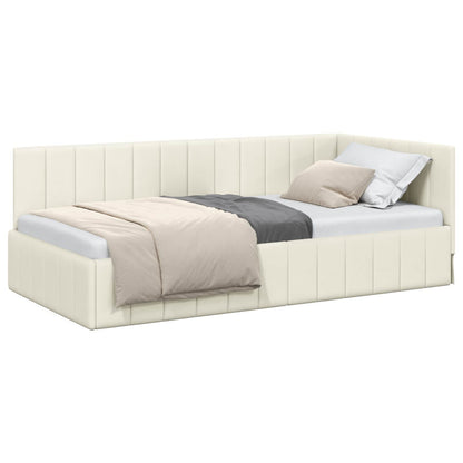 Cornice del letto ad angolo Crema 90 cm x 190 cm Velluto | homemem39