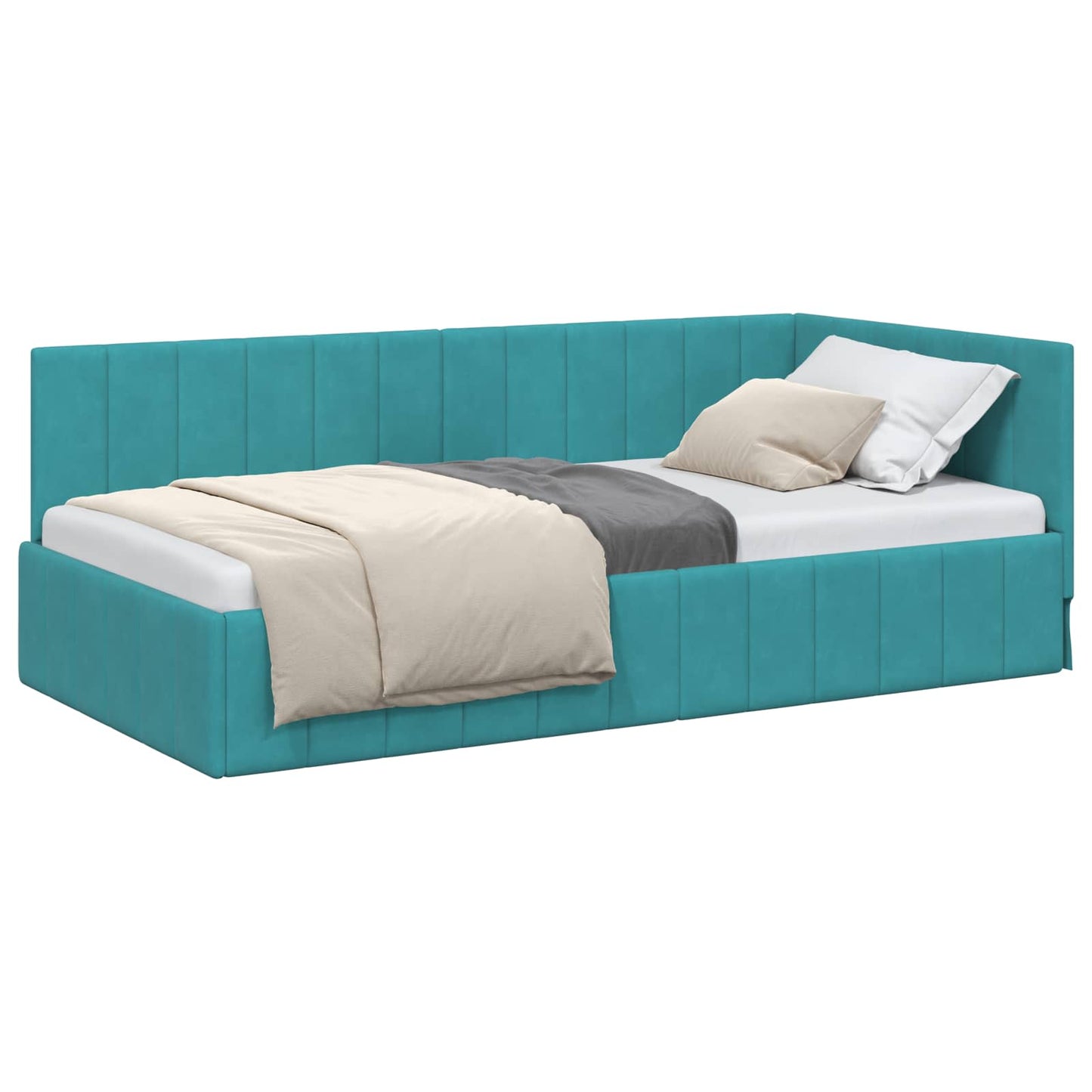 Cornice del letto ad angolo Turchese 90 cm x 190 cm Velluto | homemem39
