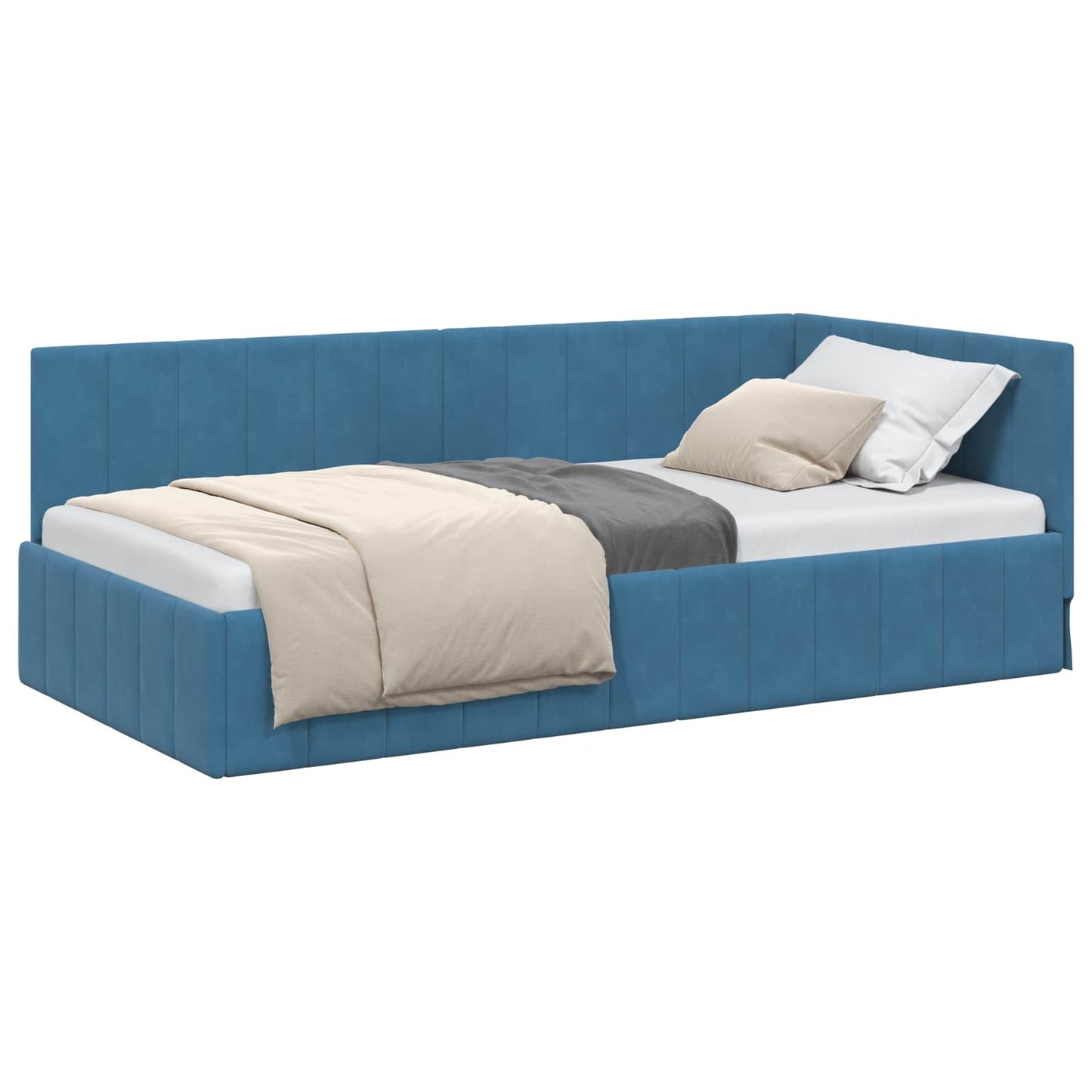 Cornice del letto ad angolo Blu 90 cm x 200 cm Velluto | homemem39