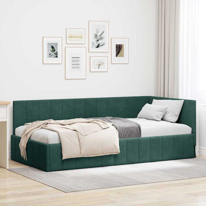 Cornice del letto ad angolo Verde scuro 90 x 200 cm Velluto - homemem39