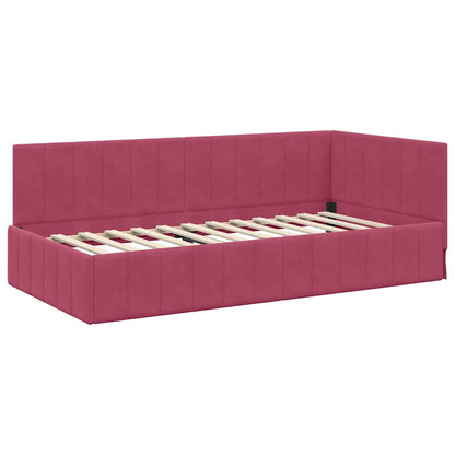 Cornice del letto ad angolo Rosso vino 90 x 200 cm Velluto - homemem39