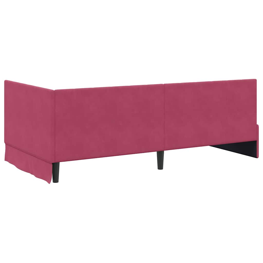 Cornice del letto ad angolo Rosso vino 90 x 200 cm Velluto - homemem39