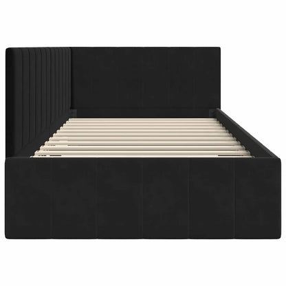 Cornice del letto ad angolo Nero 90 x 200 cm Velluto - homemem39