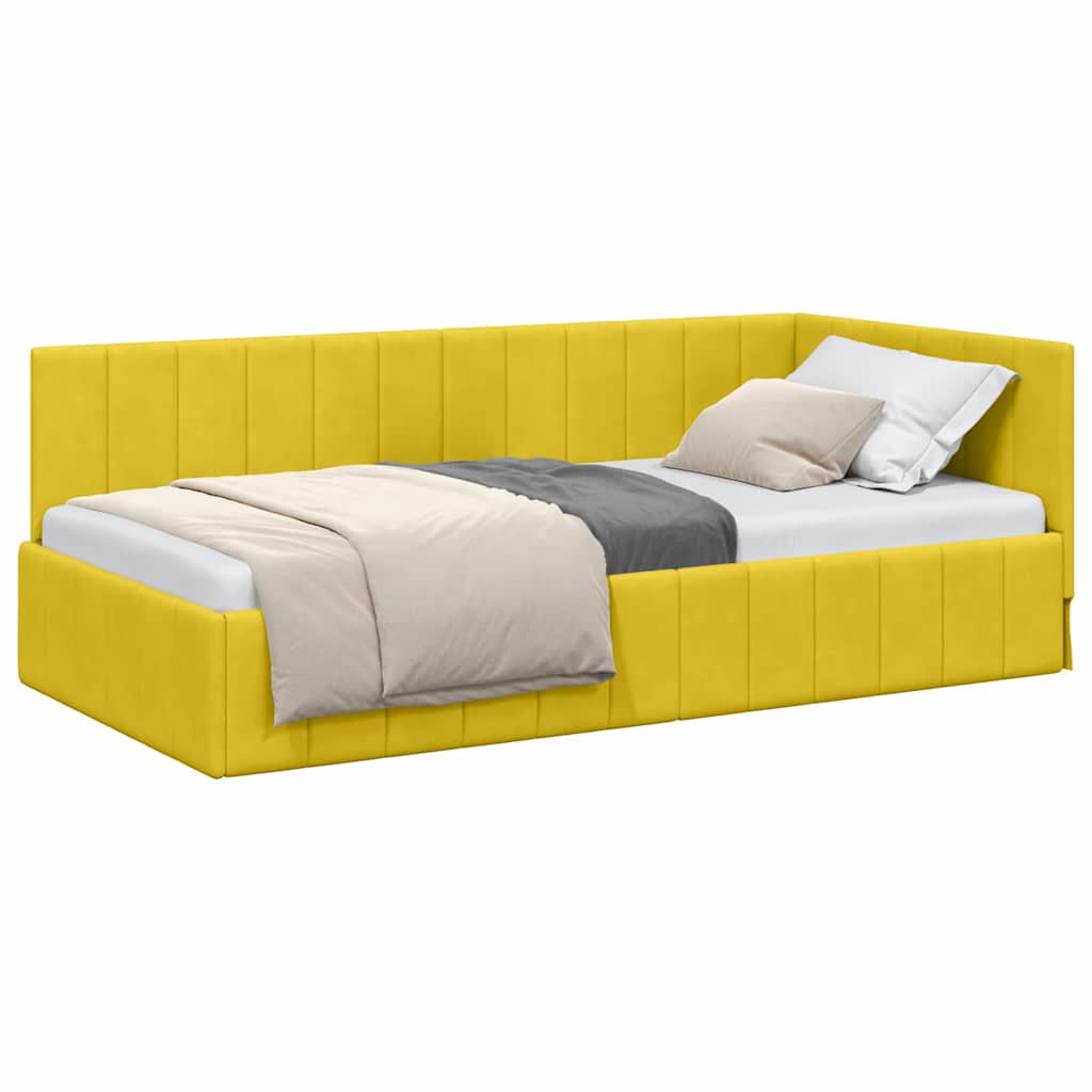 Cornice del letto ad angolo Giallo 90 x 200 cm Velluto - homemem39