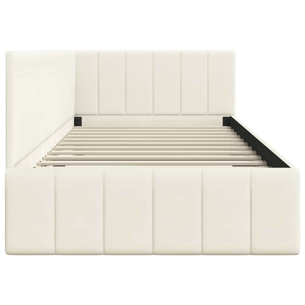 Cornice del letto ad angolo Crema 90 cm x 200 cm Velluto | homemem39