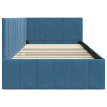 Cornice del letto ad angolo Blu 100 x 200 cm Velluto - homemem39